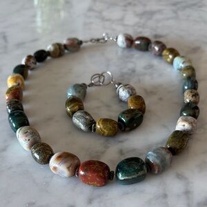 Jasper Necklace and Bracelet Set